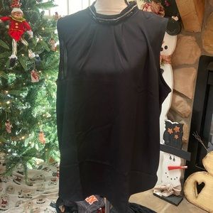 ANN TAYLOR Size XXL Sleeveless Blouse Bead Embellished Neck Line NWT